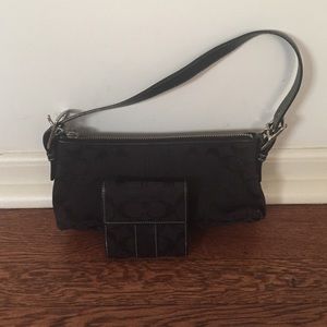Coach Demi Jacquard Black C Bag and Wallet