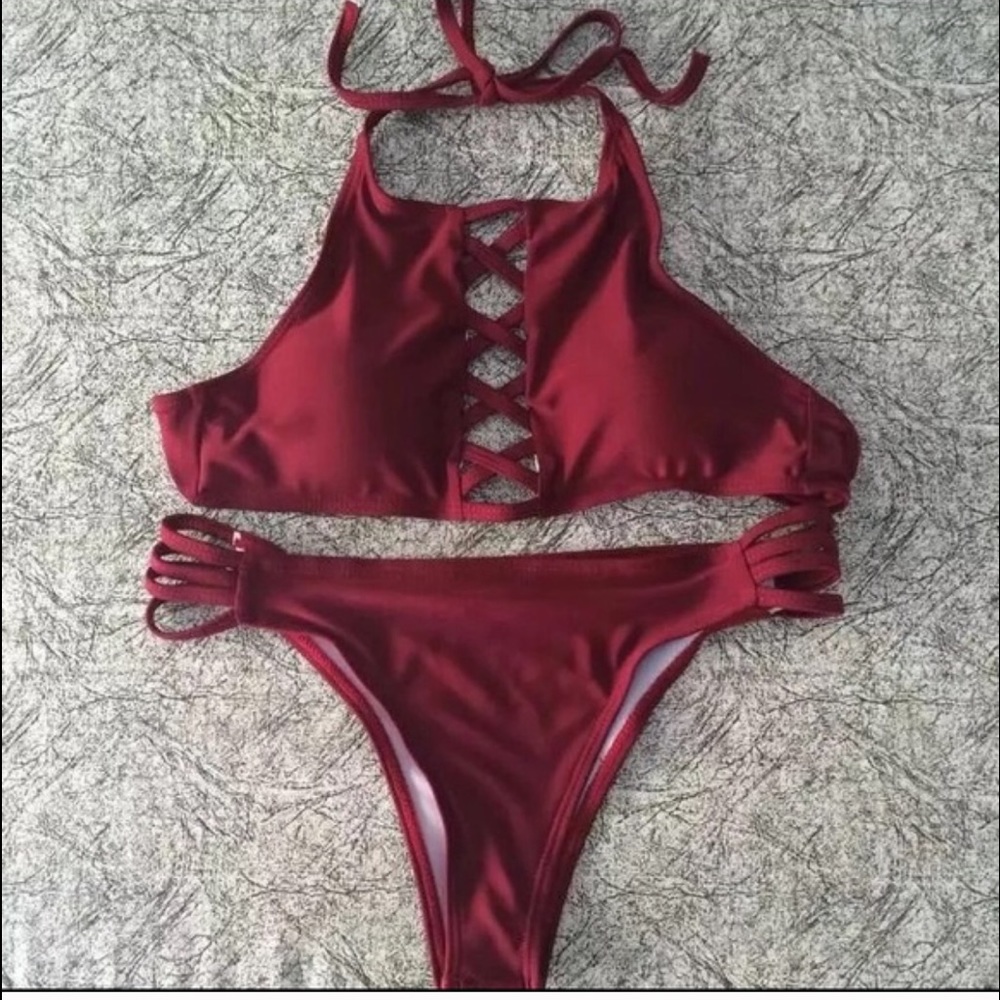 Maroon swim suit top