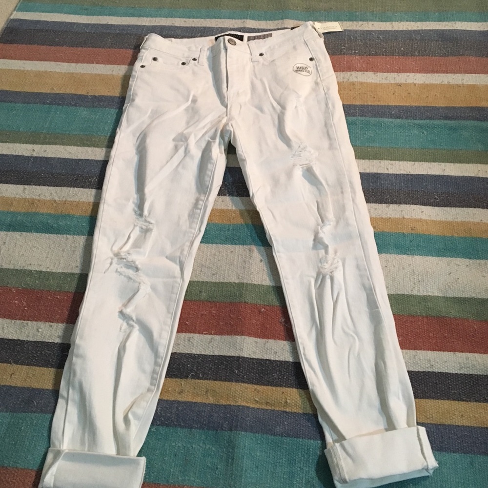 White high waisted ankle jegging