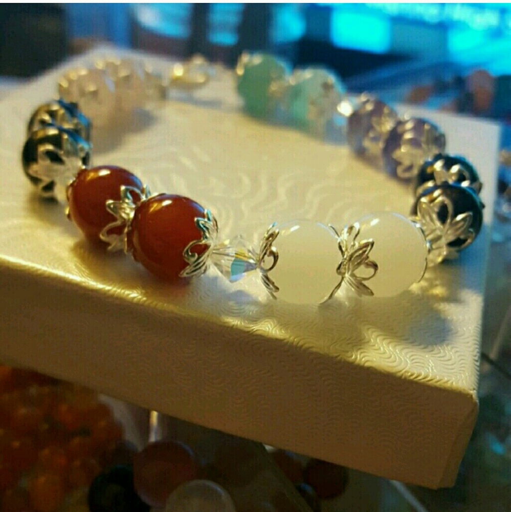 ⚘MULTI - GEMSTONE, SWAROVSKI & SILVER BRACELET