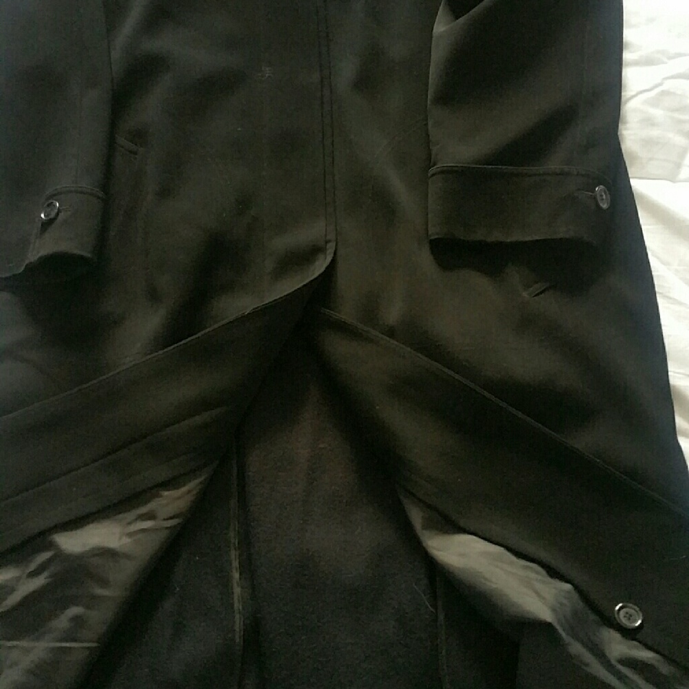 Women's  long black trench coat/2- splits