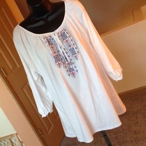 White boho top 3/4 sleeve