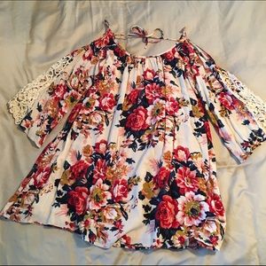 Boutique floral cold shoulder dress