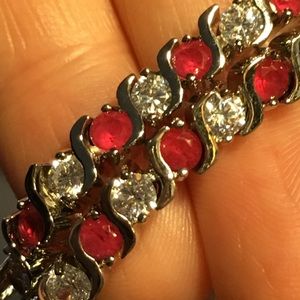 White Gold Filled Ruby & White Sapphire bracelet