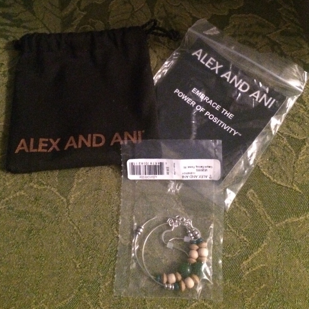 Alex and Ani canyon earrings in the color forest