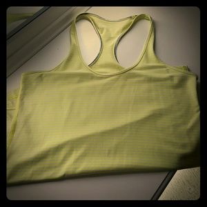 Lululemon yellow and grey striped tank top