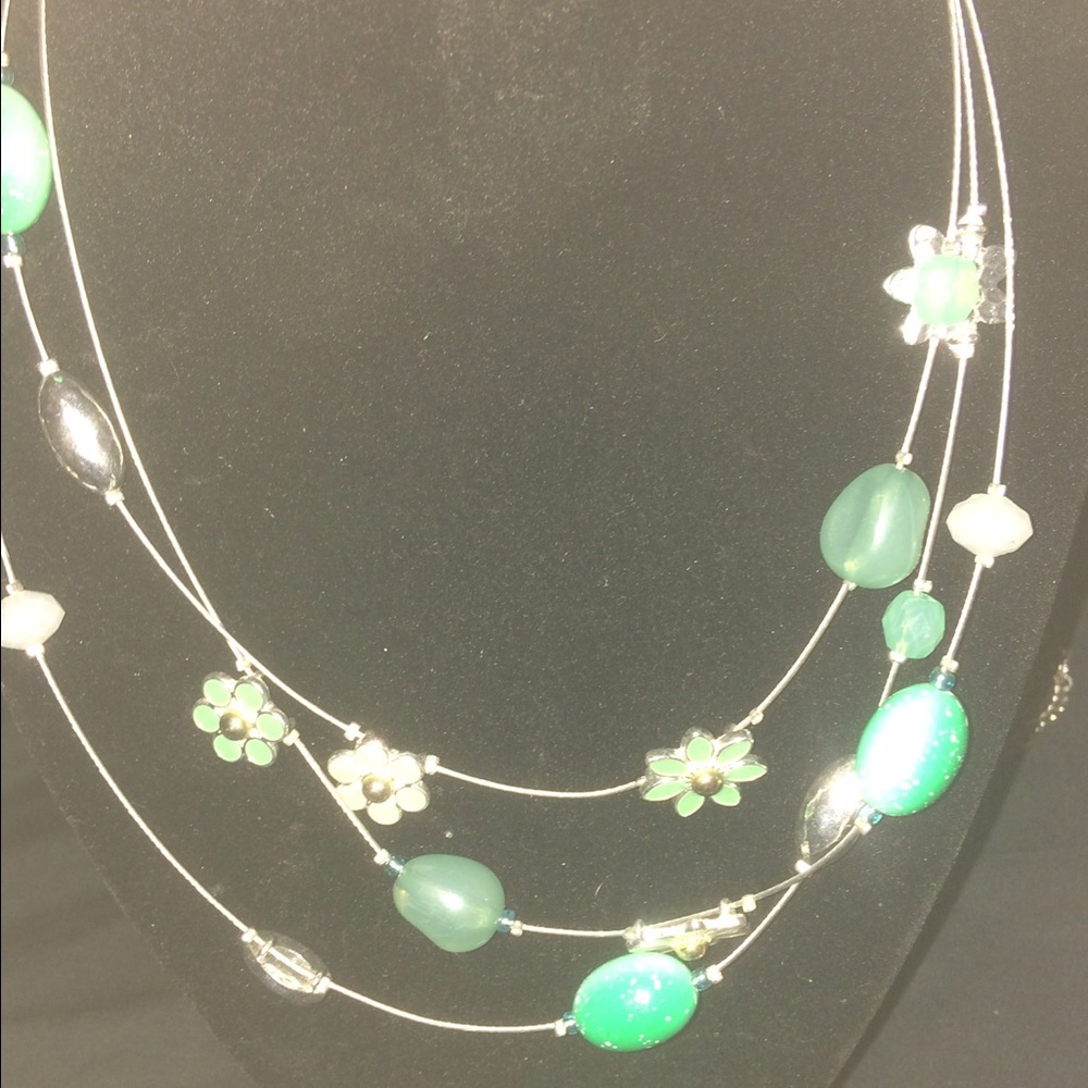 Beautiful green and silver necklace