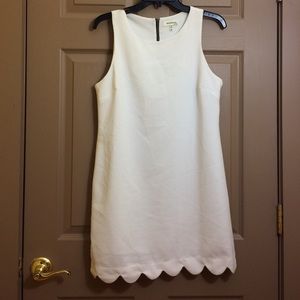 Monteau White Dress with Scalloped Hem