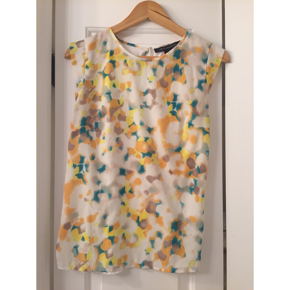 French Connection multi color cap sleeve tee