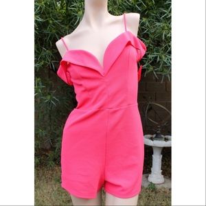 NWT Hot Pink Off The Shoulder Romper