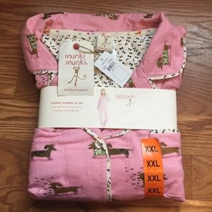 Pink xxl munki munki dachshund flannel pajama set