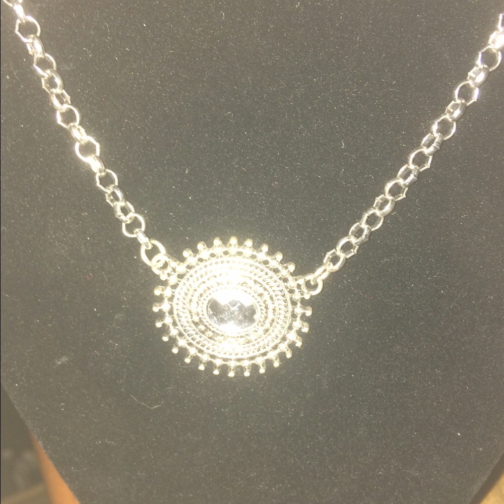 Beautiful diamond and silver necklace