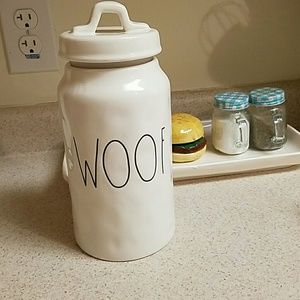 Rae dunn "WOOF" treat jar
