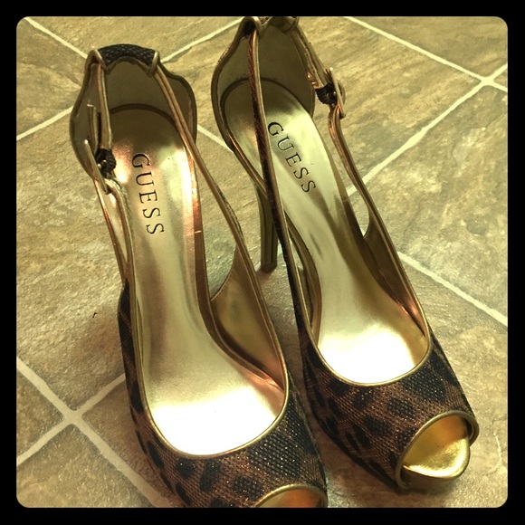Guess leopard print open toe pumps - Picture 1 of 4