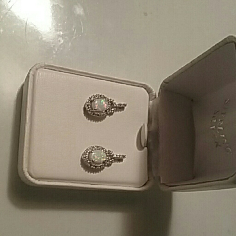 Opal and diamond earrings