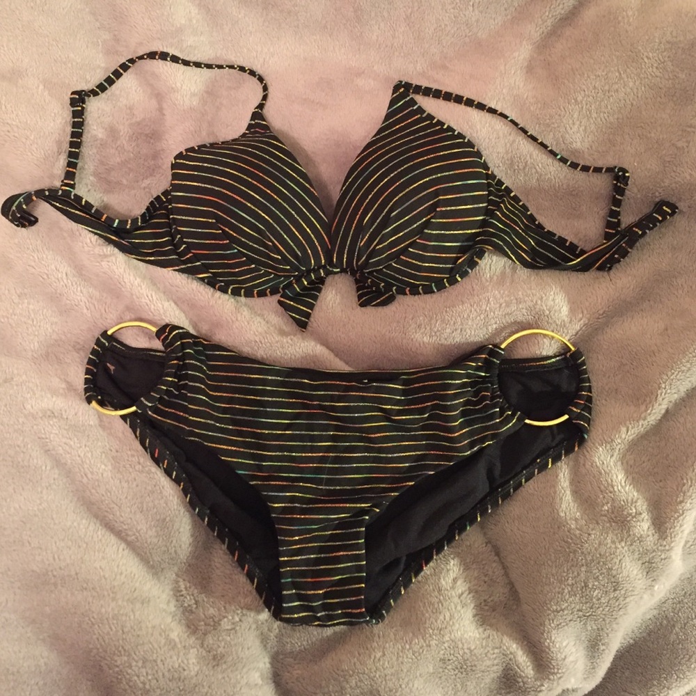 Body Glove Greta medium small black stripe bikini