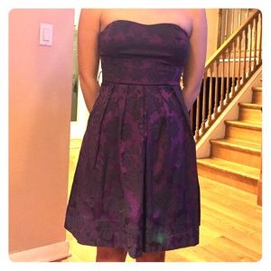 Grey and Purple Midi Strapless Dress