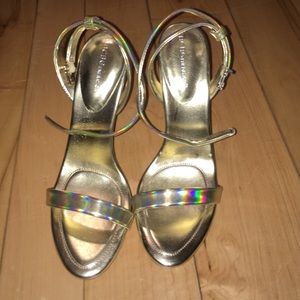 BCBG gold heeled sandals