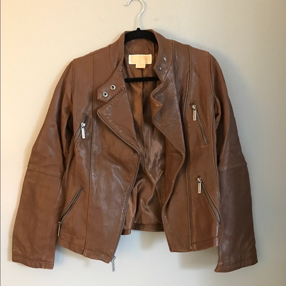 Michael Kors brown leather coat