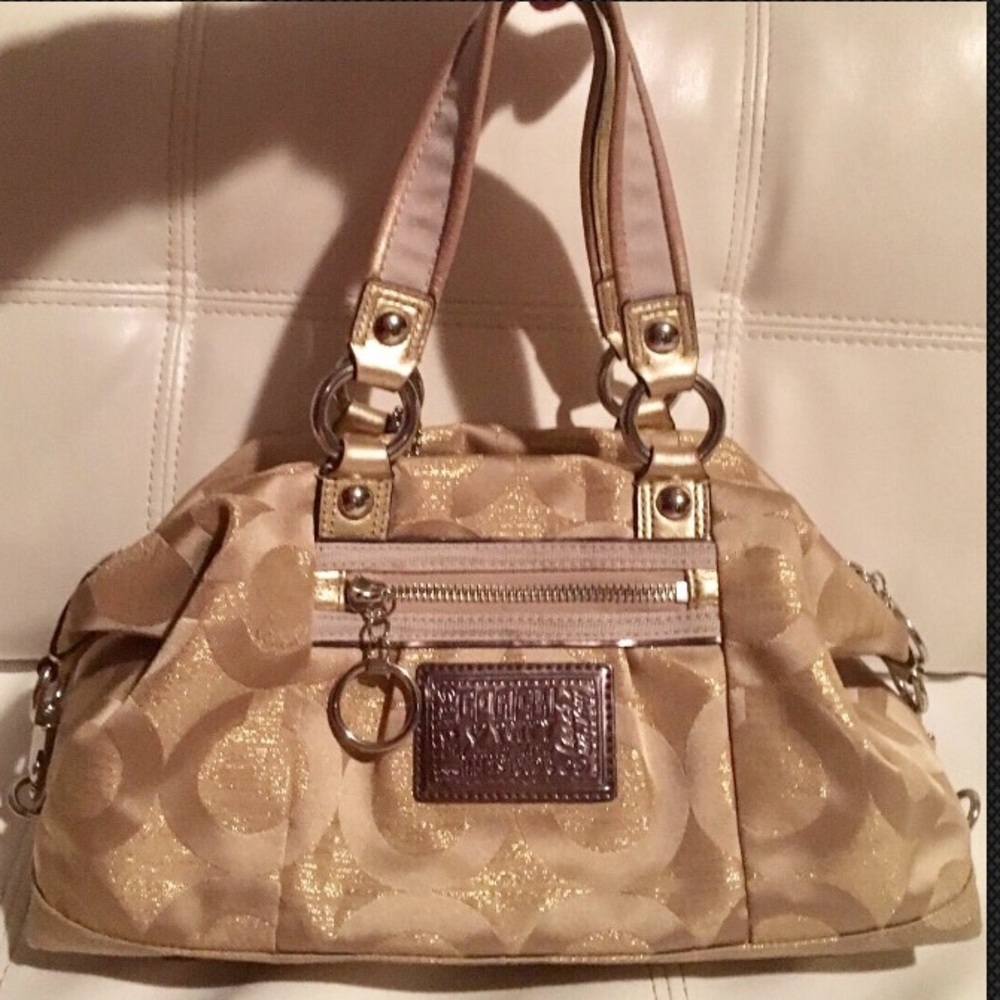 COACH POPPY OP ART LUREX SATCHEL
#15863 ~GOLD~