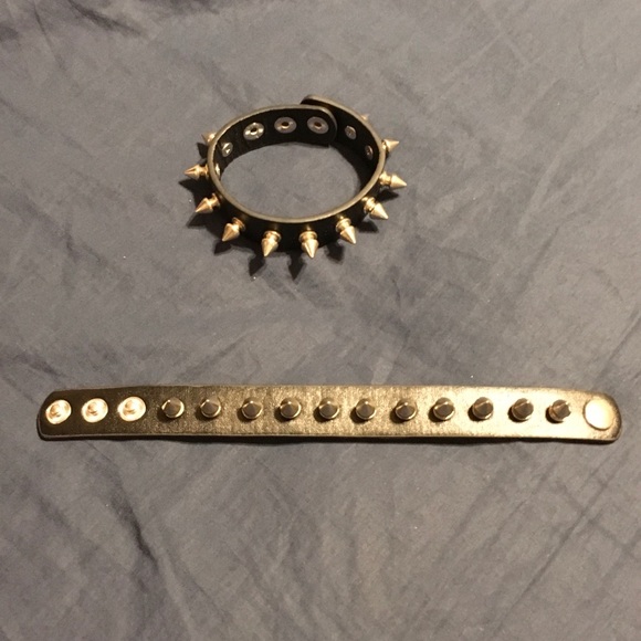 Jewelry - Set of Black Leather Spike bracelets