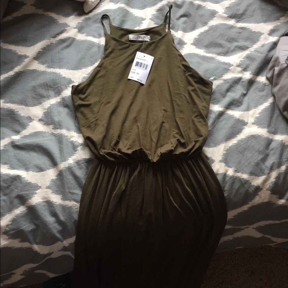 Olive green maxi dress. Brand new with tags.