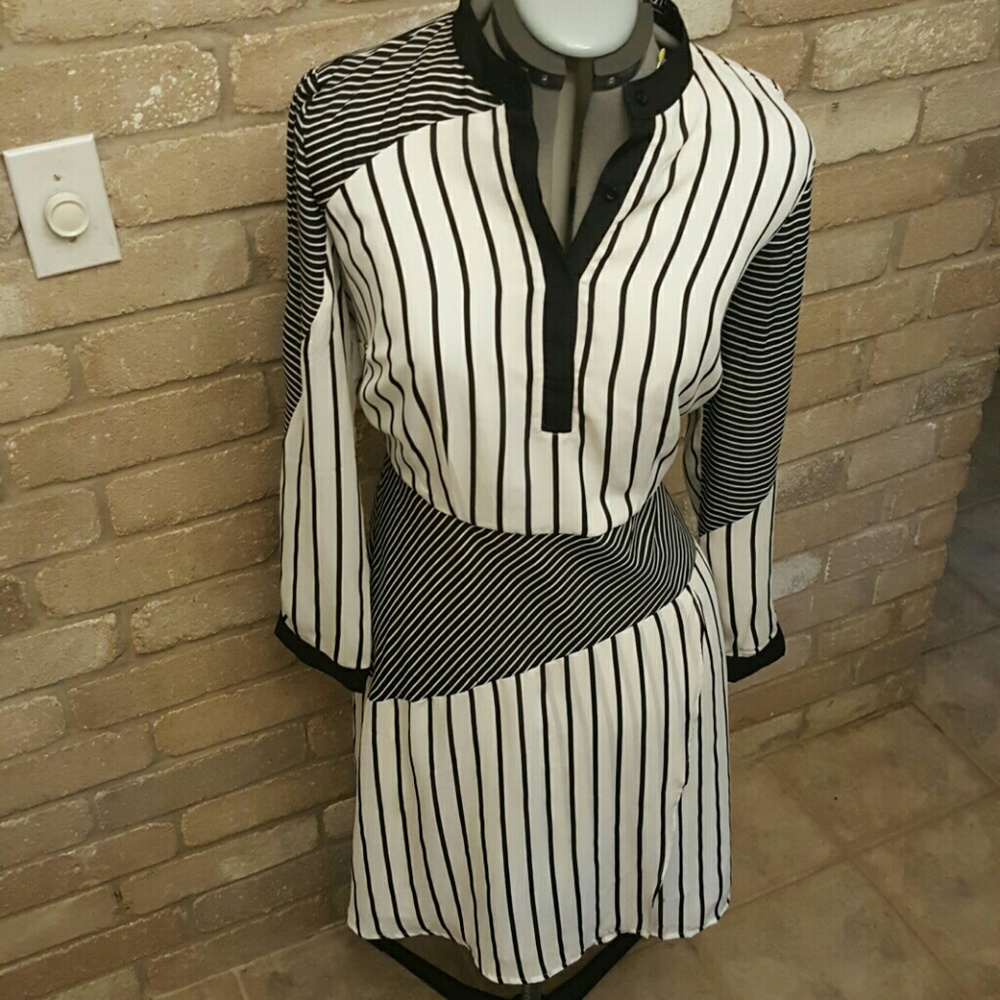 Black and white striped dress