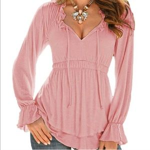 💗 NEW Boho Pink Ling-Sleeved Blouse in M