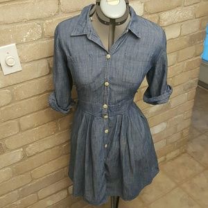 Chambray button up tshirt dress