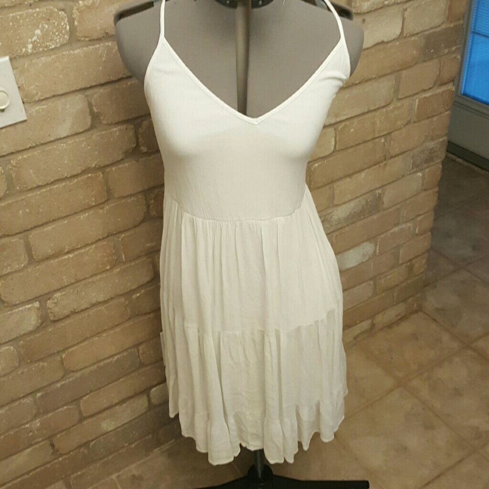 White lace back gauze dress