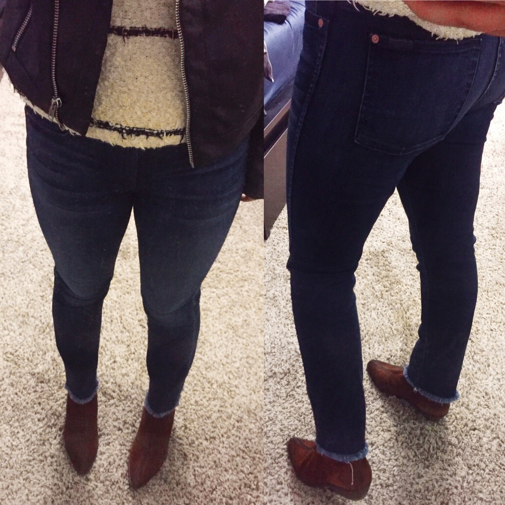 7 For All Mankind Ankle Straight Undone Hem Jean