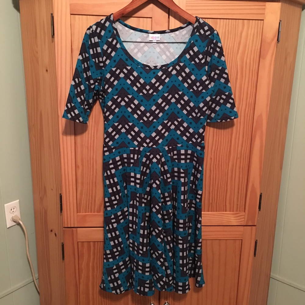 LuLaRoe Teal, Dark Purple, Black & Ivory Nicole