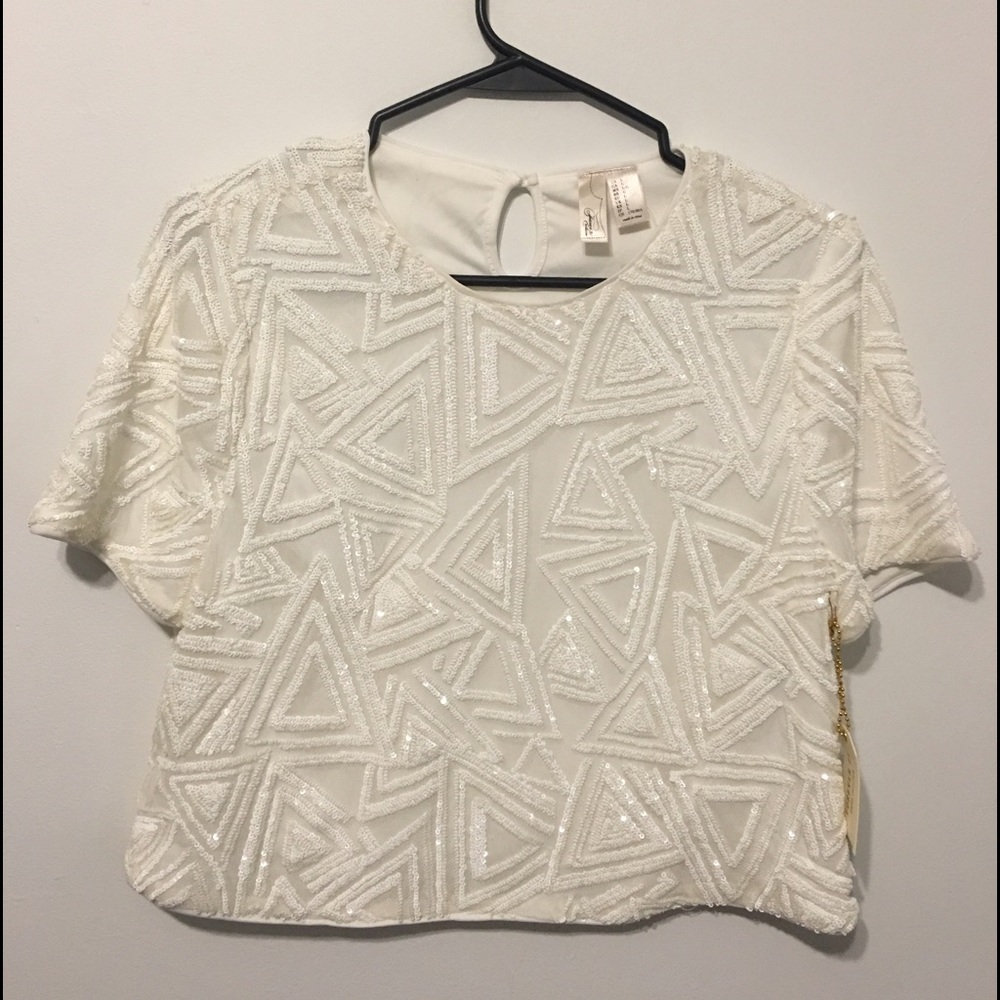 Forever 21 Sequin Triangle Pattern Crop Top