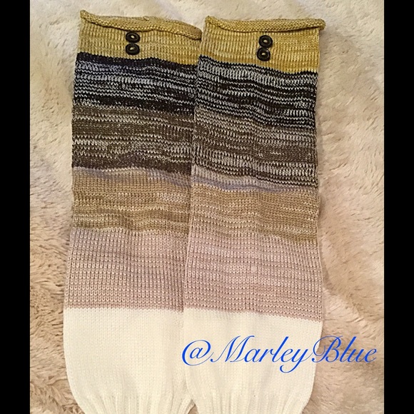 RESERVED Cool Neutral Multi Color Leg Warmers - Picture 2 of 2