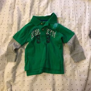 Green t shirt with built in long sleeves