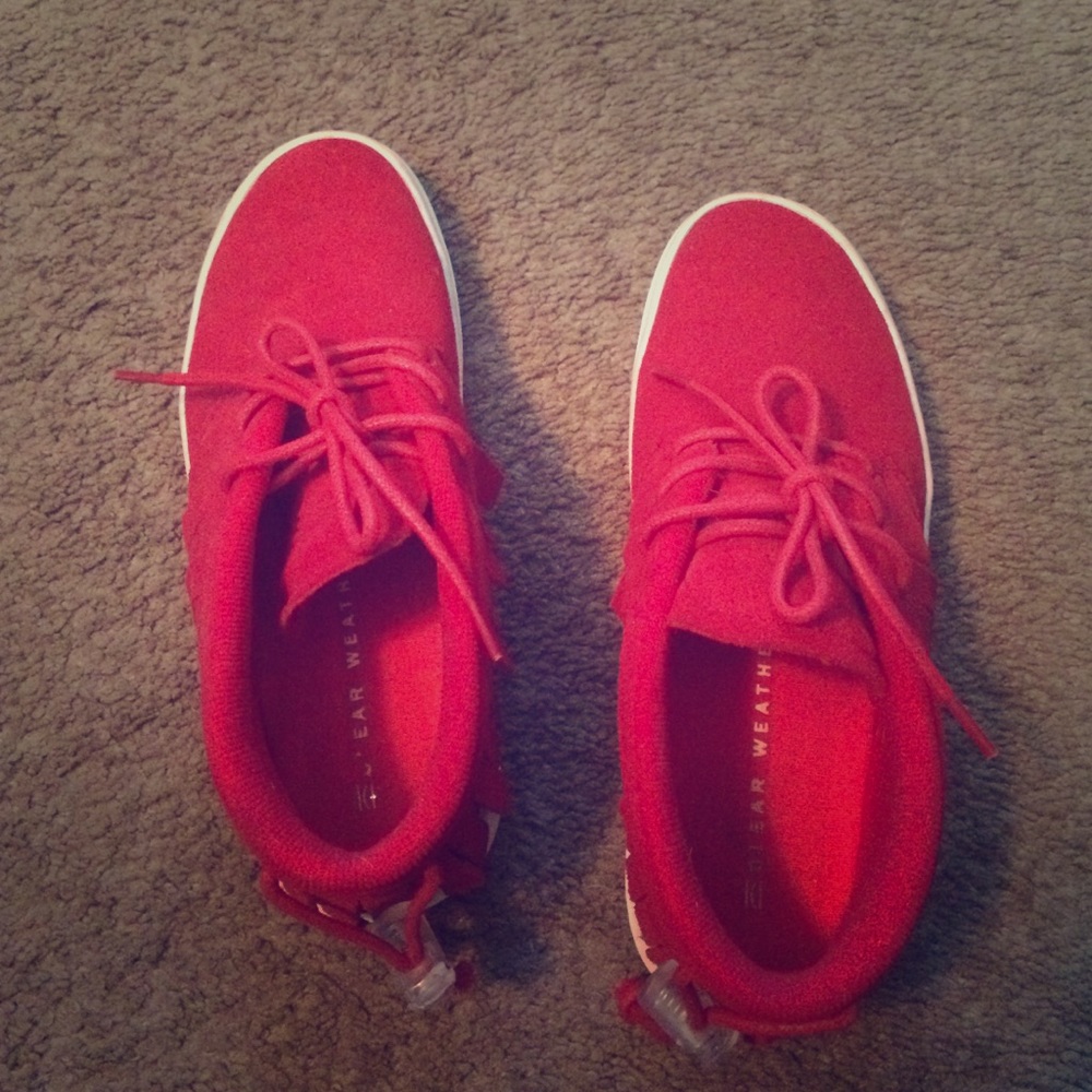 Red clear weather shoes