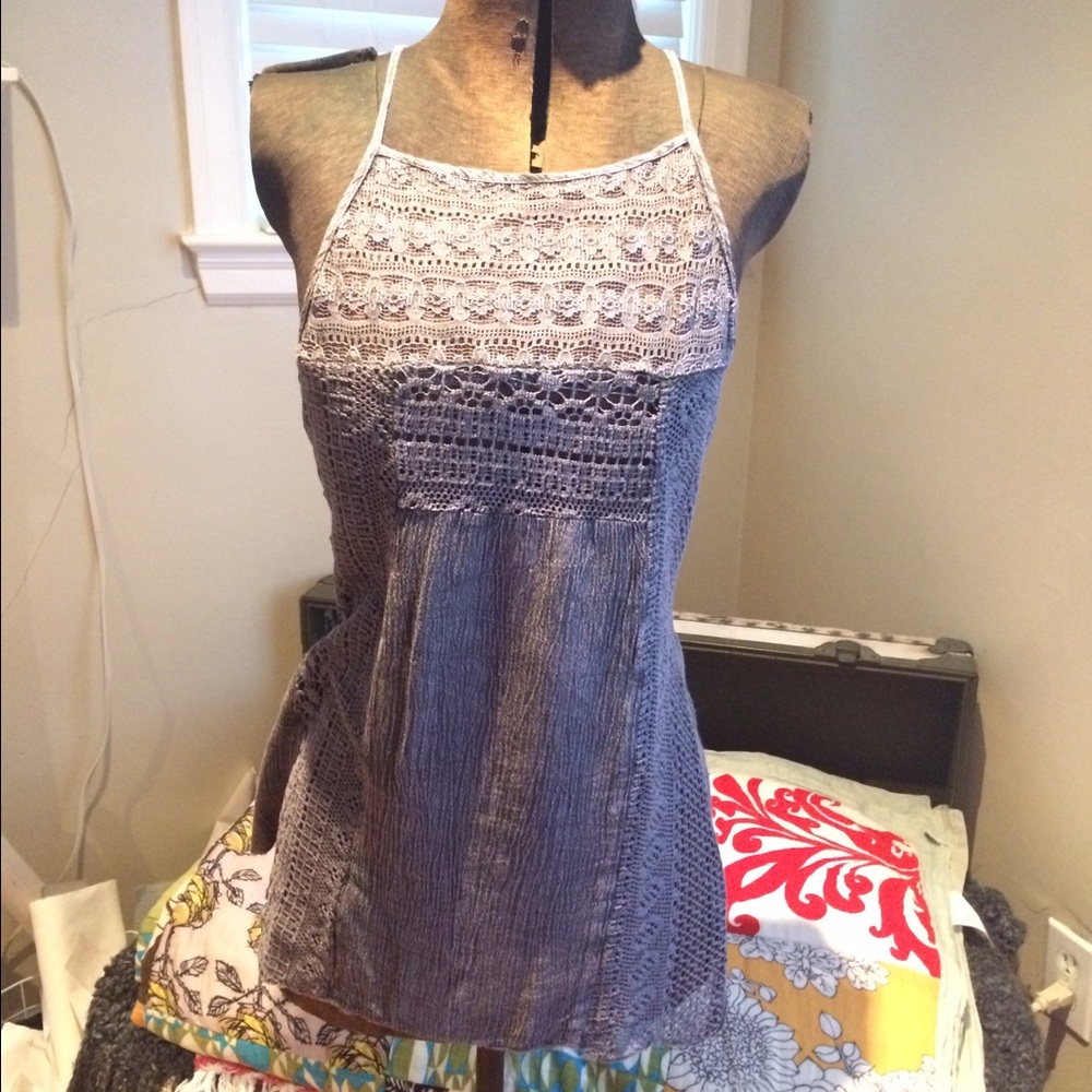 Charcoal grey tank with cutouts