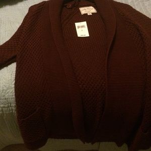 Lucky Brand burnt red cardigan sweater, with tags.
