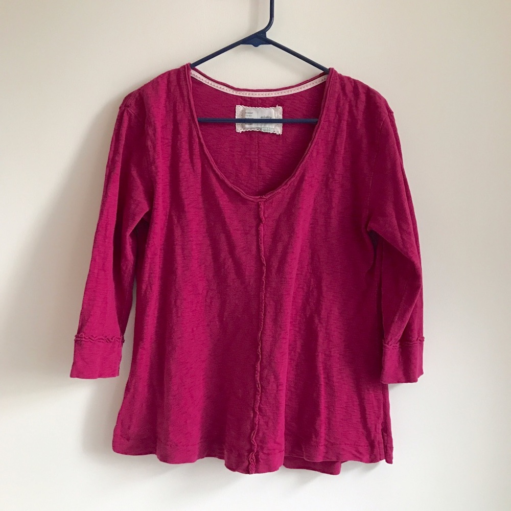 ⬇️ Anthropologie pink scoop neck top
