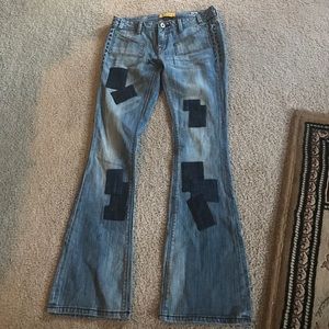 MEK Denim Boho Keros Patchwork Skinny Flare 27/34