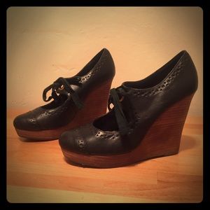 Black Vintage Inspired Wedge Shoes