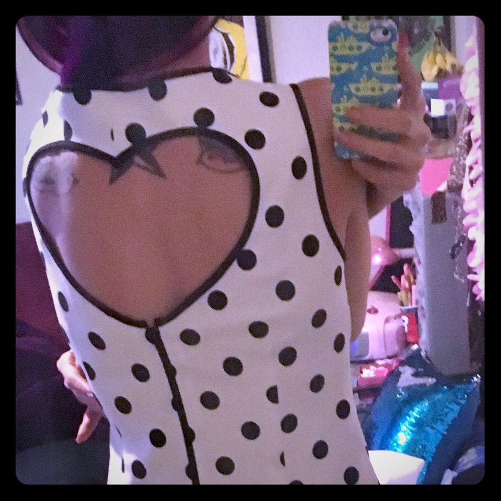 Betsey Johnson heart cutout polka dot dress