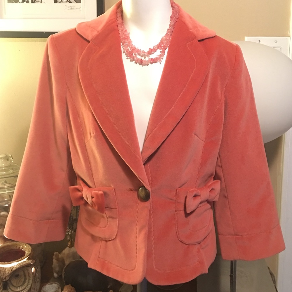 Cynthia Steffe Peach Velvet Jacket