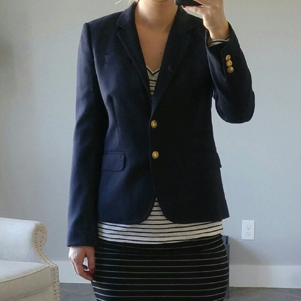 J. Crew Navy Blue Wool Blazer Size 0
