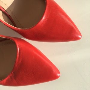 Red Leather Sole Society Pumps