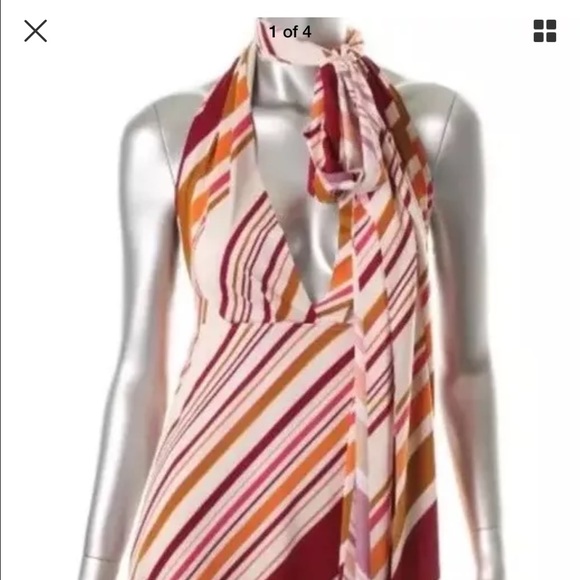 Famous Brand Dresses & Skirts - Famous Brand White Matte Jersey Striped Dress XL