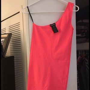 BeBe Neon Coral Seamless One Shoulder Dress