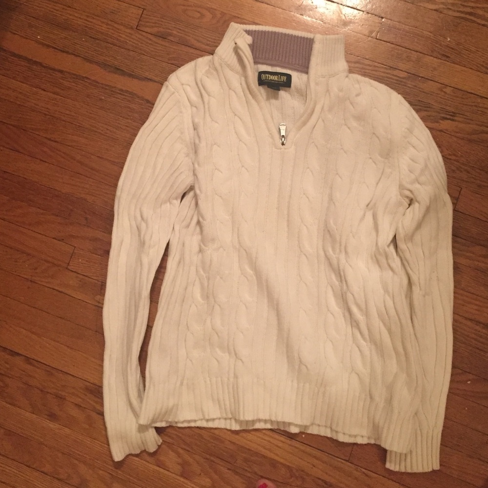 Quarter zip cable knit