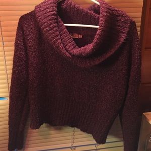 Maroon turtle neck crop top sweater