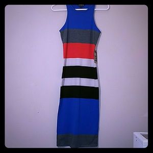 Mid Calf Multi Stripped Tank Dress